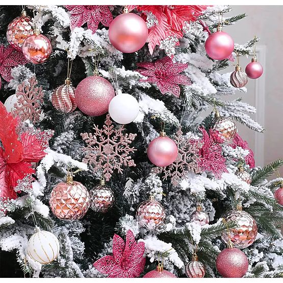 Christmas Ornament Set Pink/White 115pcs