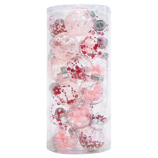 Christmas Ornament Set Pink/White 115pcs