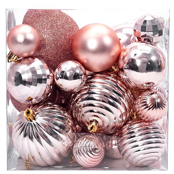 Christmas Ornament Set Pink/White 115pcs