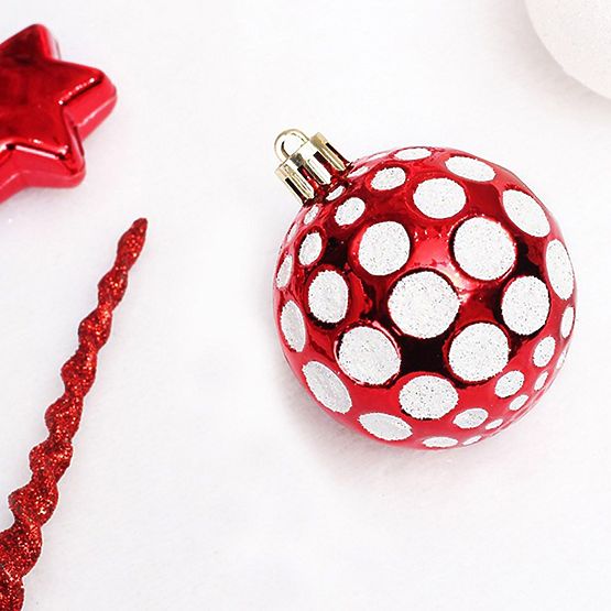 CHRISTMAS ORNAMENTS RED AND WHITE 78PCS SYSD1688-113