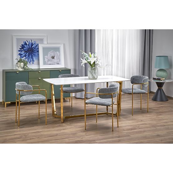 CLEMENTE Table Top - White Marble, Legs - Gold (2p=1pc)