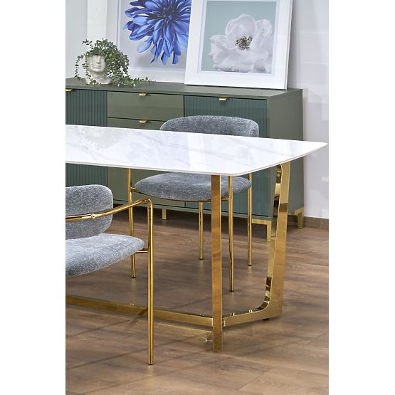 CLEMENTE Table Top - White Marble, Legs - Gold (2p=1pc)