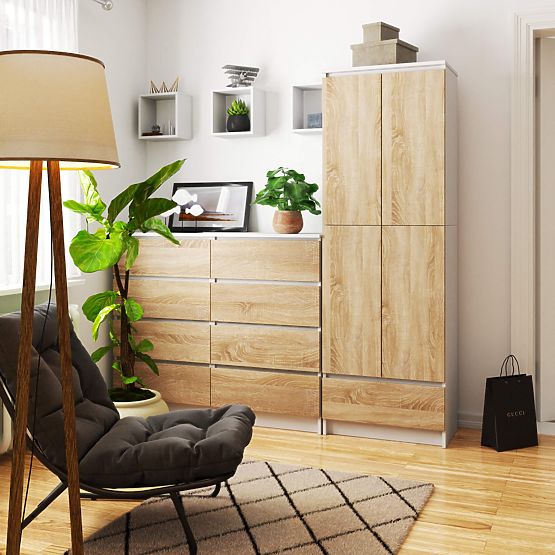 CLOSED BOOKCASE R60 2D 1SZ CLP PK WHITE / SONOMA