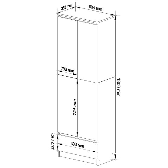 CLOSED SHELF R60 2D 1SZ CLP PK WHITE / BLACK GLOSS