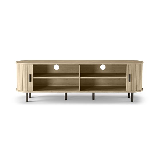 Closed TV Cabinet Gliss, Rounded, Slats, Light Oak