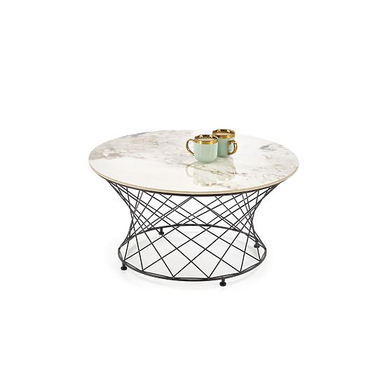 Coffee Table ALESSIA, Beige Marble / Black (2p=1pc)