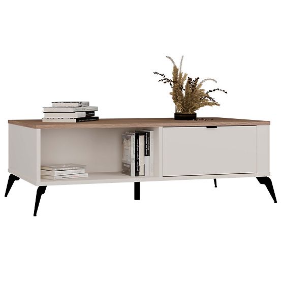 Coffee Table CORDOBA Cashmere Beige Oak Castello 2 Drawers for Living Room