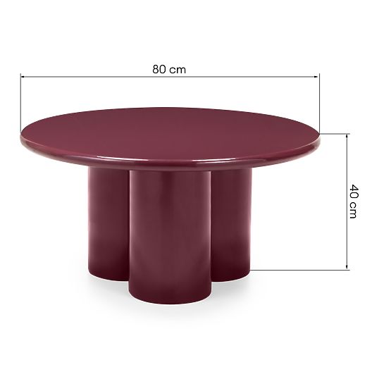 Coffee Table Everett 80 cm, Burgundy, Glossy