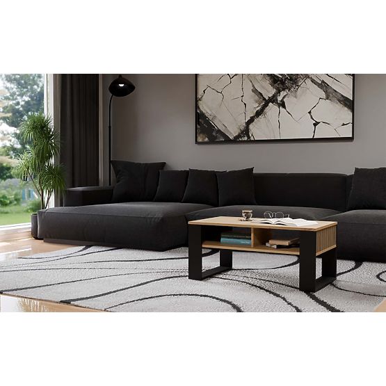 Coffee Table Modern 2P SLIM OAK ARTISAN BLACK