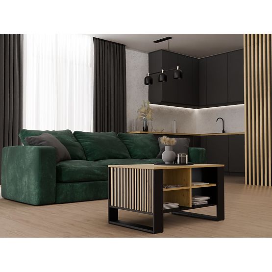 Coffee Table Modern 4P SLIM OAK ARTISAN BLACK