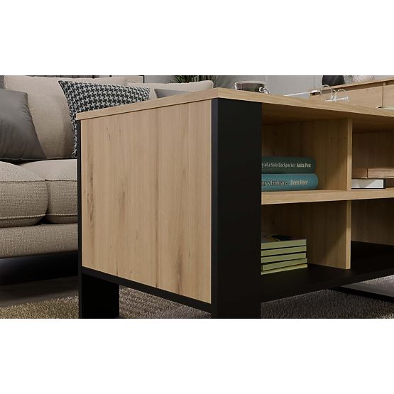 Coffee Table Modern 4P SLIM OAK ARTISAN BLACK