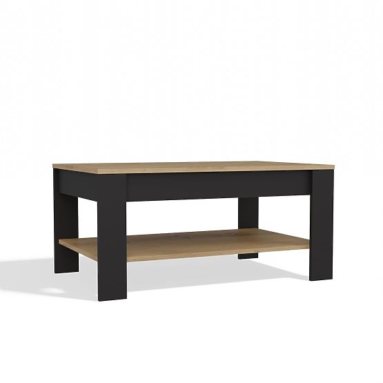 Coffee Table OHIO OAK ARTISAN BLACK Table Shelf for Living Room 93x58x43.5 cm