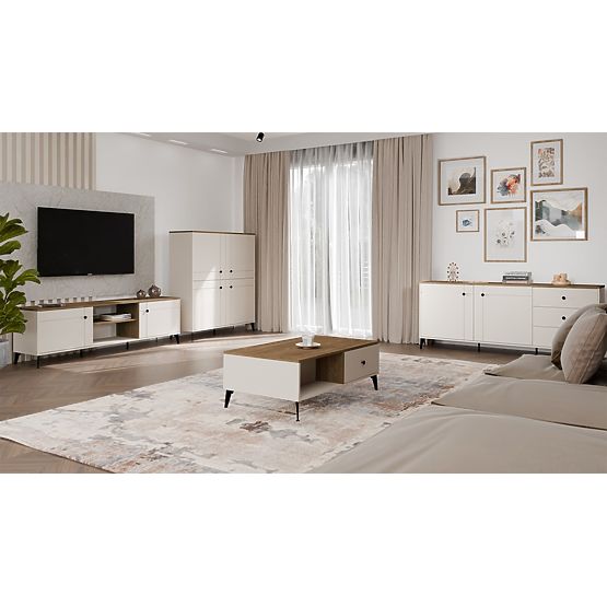 Coffee Table POINT 2S 110 Cashmere Beige Oak Castello 2 Drawers for Living Room