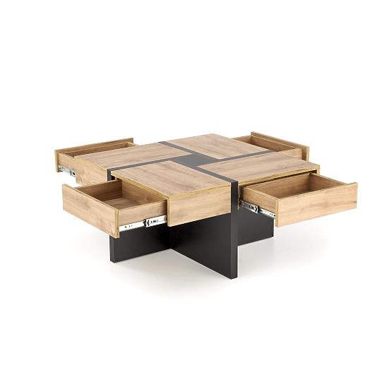 Coffee Table SEVILLA S Top: Oak Craft, Legs: Black (3p=1pc)