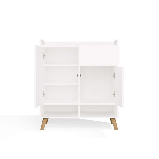 COLIN Sideboard Cabinet 2 Doors 1 Drawer with Legs WHITE
