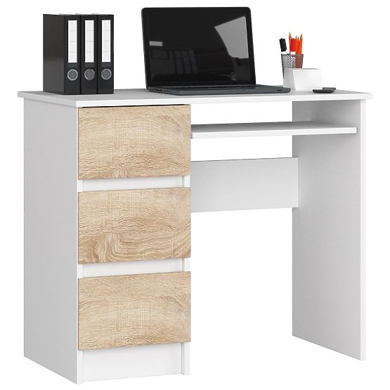 COMPUTER DESK A-6 90 cm LEFT WHITE / SONOMA
