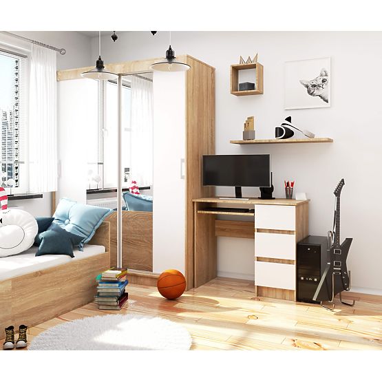 COMPUTER DESK A-6 90 cm RIGHT SONOMA / WHITE