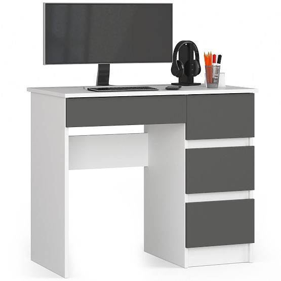 Computer Desk A-7 90 cm Right PK - White-Graphite Gray
