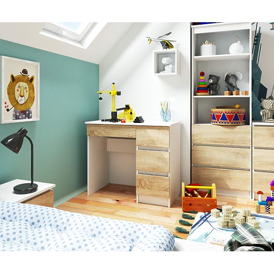 COMPUTER DESK A-7 90 cm RIGHT PK WHITE / SONOMA