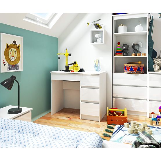 COMPUTER DESK A-7 90 cm RIGHT PK WHITE / WHITE GLOSS