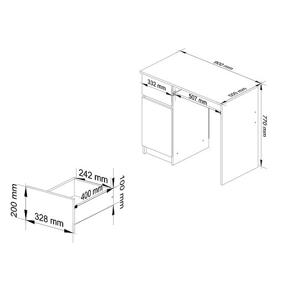 COMPUTER DESK PIKSEL ARTISAN / WHITE - LEFT
