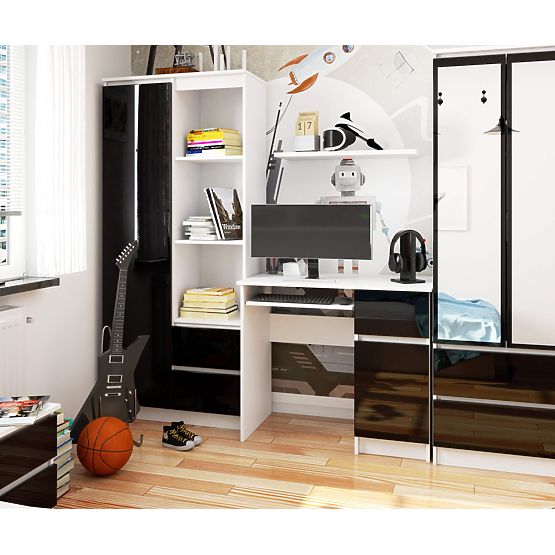 COMPUTER DESK PIKSEL PK BLACK GLOSS RIGHT