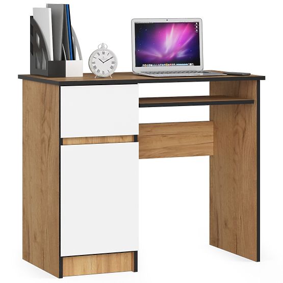 COMPUTER DESK PIKSEL PK OAK CRAFT / WHITE - LEFT