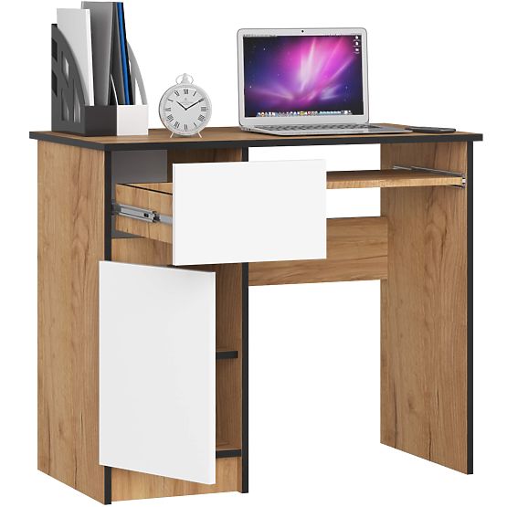 COMPUTER DESK PIKSEL PK OAK CRAFT / WHITE - LEFT