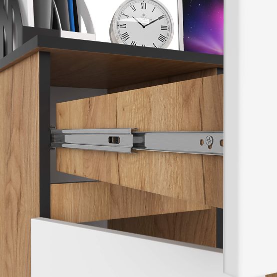 COMPUTER DESK PIKSEL PK OAK CRAFT / WHITE - LEFT