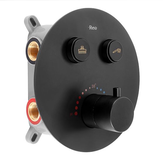 Concealed Shower Set with Thermostat LUNGO Black + BOX