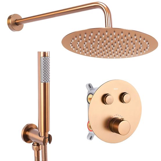 Concealed Shower Set with Thermostat LUNGO Brushed Copper + BOX