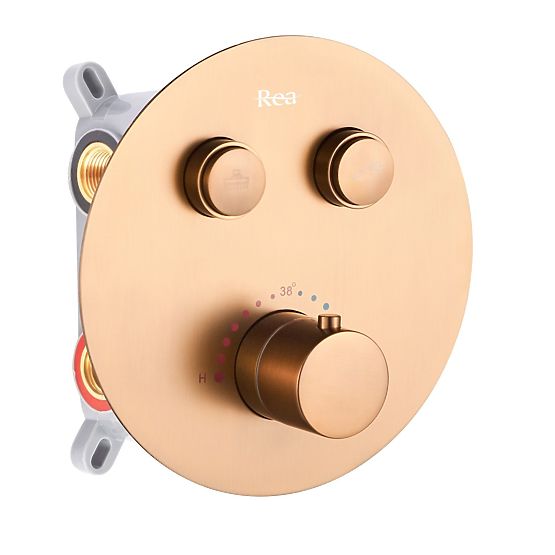 Concealed Shower Set with Thermostat LUNGO Brushed Copper + BOX
