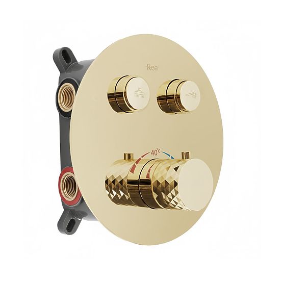 Concealed Shower Set with Thermostat Rea Lungo Diamond Gold+ BOX