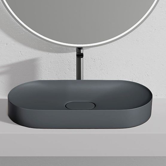 Conglomerate Washbasin IRIS 71 CM Gray Matte