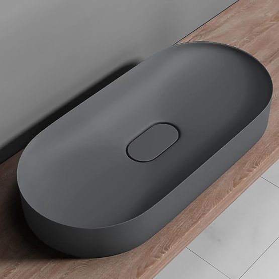 Conglomerate Washbasin IRIS 71 CM Gray Matte