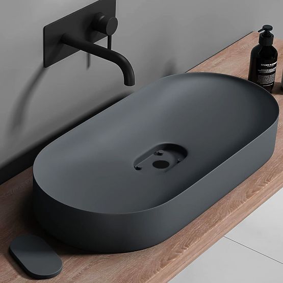 Conglomerate Washbasin IRIS 71 CM Gray Matte