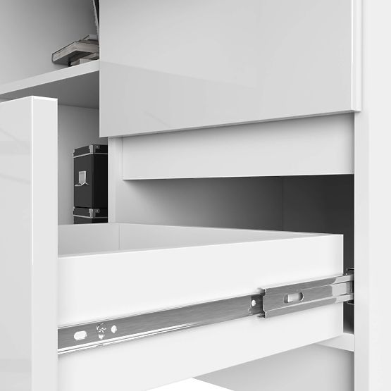 CORNER DESK B16 124 cm RIGHT 3 DRAWERS PK WHITE / WHITE GLOSS