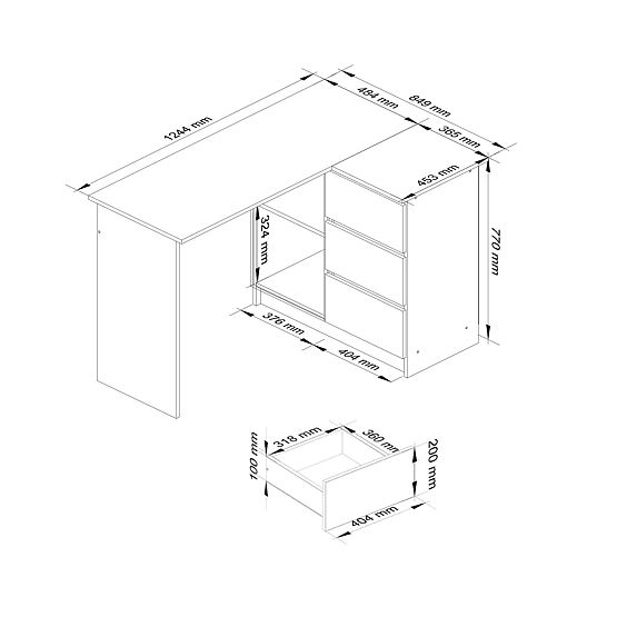 CORNER DESK B16 CLP RIGHT PK SONOMA