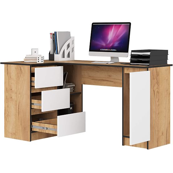 CORNER DESK B20 CLP LEFT-SIDED PK OAK CRAFT / WHITE