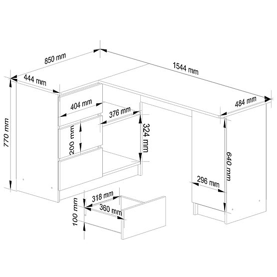 CORNER DESK B20 CLP LEFT WHITE / GRAY