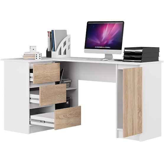 CORNER DESK B20 CLP LEFT WHITE / SONOMA