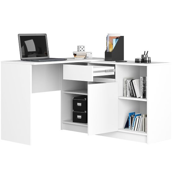 CORNER DESK SET B-17 WITH CABINET AND WHITE DESK