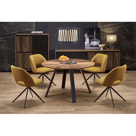 DANILO round table, top - walnut, legs - black (2p=1pc)