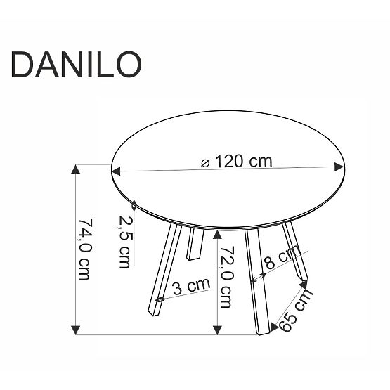 DANILO round table, top - walnut, legs - black (2p=1pc)