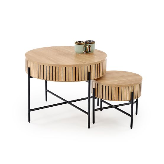 DANTE set of 2 benches, natural/black (1p=1set)