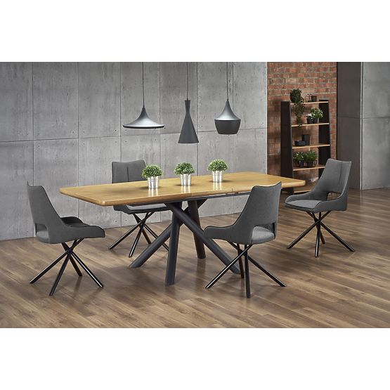 DERRICK extendable table natural oak / black (2p=1pc)