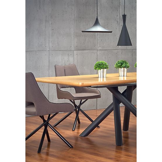 DERRICK extendable table natural oak / black (2p=1pc)