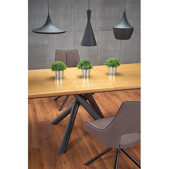 DERRICK extendable table natural oak / black (2p=1pc)