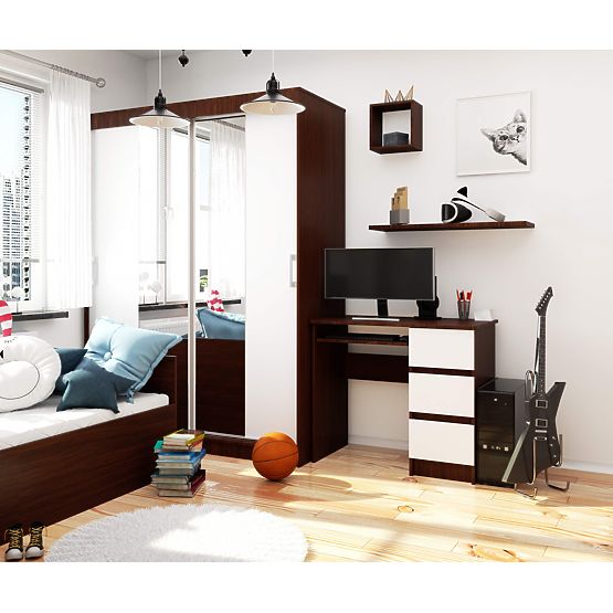 DESK A-6 CLP WENGE - WHITE RIGHT-SIDED