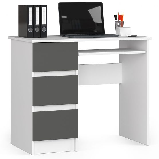 DESK A-6 CLP WHITE / GRAY LEFT-SIDED